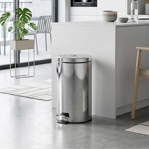 Product image of Stainless steel pedal bin 20L. Part of the Blaumann/Accessories . Features: • Material: stainless steel, plastic • Size: 29,2*29,2*44 cm, 20 L • 1 pc inner bucket • Color: stainless steel. (Studio view). Official Berlinger Haus product, boosted by Promintra sl.