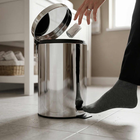 Product image of Stainless steel pedal bin 20L. Part of the Blaumann/Accessories . Features: • Material: stainless steel, plastic • Size: 29,2*29,2*44 cm, 20 L • 1 pc inner bucket • Color: stainless steel. (Studio view). Official Berlinger Haus product, boosted by Promintra sl.