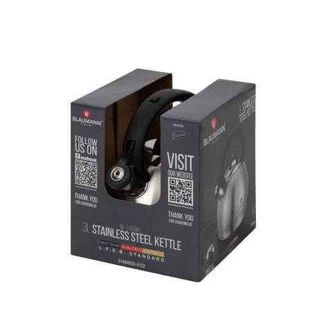 BL-7458KL, Hervidor de 3,0 L, Acero inoxidable, Hervidor con silbato, Electrodomésticos de cocina, Hervidor