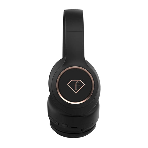 Product image of ANC wireless headphone. Part of the MATTE BLACK- ROSE GOLD . Features: • Speaker: 40 mm • Impedance: 32 ohms • Sensitivity: 105dB (+/-5dB) • Frequency range: 20-20 kHz • Bluetooth version and range: 5.3 (10 meters) • B.... (Studio view). Official Berlinger Haus product, boosted by Promintra sl.