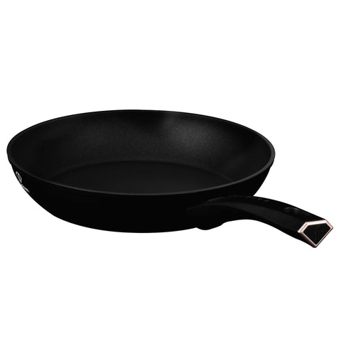 Product image of Frypan 24cm. Part of the MATTE BLACK- ROSE GOLD . Features: • Material: forged aluminum with non-stick titanPro coating • Frypan Ø24*4,8 cm 1,7L • Color: matt black- rose gold. (Studio view). Official Berlinger Haus product, boosted by Promintra sl.