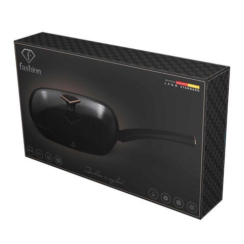  FTV-0034, Sartén grill con tapa 28cm, Negro mate Oro rosa, Sartén grill 28 cm con tapa, Sartén, Sartén, Sartén grill, Sartén grill con tapa, Batería de cocina, Cocina