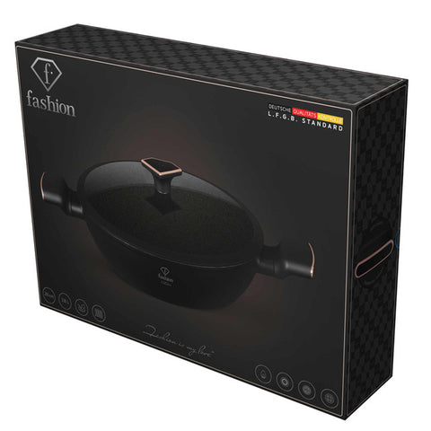  FTV-0035, Olla baja con tapa 28cm, Negro mate Oro rosa, Olla baja 28 cm, Olla baja, Olla baja con tapa, Olla, Utensilios de cocina, Cocina