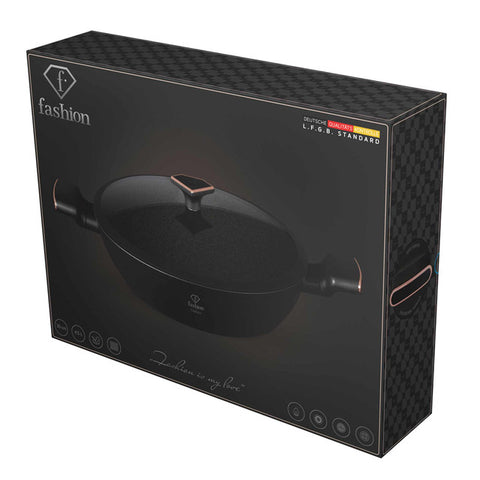  FTV-0036, Olla baja con tapa 30cm, Negro mate Oro rosa, Olla baja 30 cm, Olla baja, Olla baja con tapa, Olla, Utensilios de cocina, Cocina