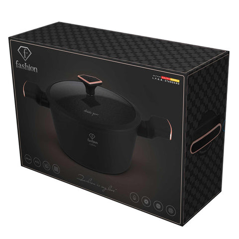  FTV-0038,Cacerola con tapa 24cm,Negro Mate Oro Rosa,cacerola 24 cm,cazuela,olla,cacerola con tapa,utensilios de cocina,cocina