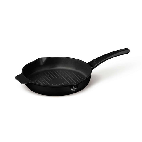 FTV-0043, Sartén grill redonda de 26 cm con 2 bocas, color negro mate y oro rosa, sartén grill redonda de 26 cm, sartén, sartén, sartén grill, utensilios de cocina, cocina