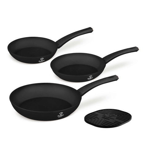 FTV-0044, juego de 4 sartenes, negro mate y oro rosa, juego de 4 sartenes a., sartén, juego de sartenes, sartén, juego de sartenes, utensilios de cocina, cocina