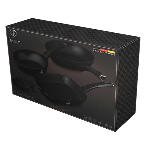  FTV-0045, juego de 4 sartenes, negro mate y oro rosa, juego de 4 sartenes b., sartén, juego de sartenes, sartén, juego de sartenes, sartén para parrilla, utensilios de cocina, cocina