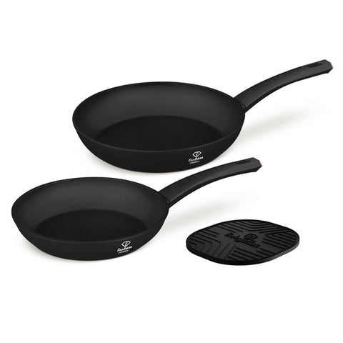  FTV-0048, juego de 3 sartenes, negro mate y oro rosa, juego de 3 sartenes, sartén, juego de sartenes, sartén, juego de sartenes, utensilios de cocina, cocina