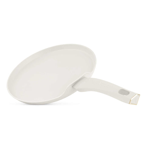 Product image of Pancake pan 25cm. Part of the MATTE CREAM- GOLD . Features: • Material: forged aluminum with non-stick titanPro coating • Pancake pan Ø25*1,5 cm • Color: matt cream- gold. (Studio view). Official Berlinger Haus product, boosted by Promintra sl.
