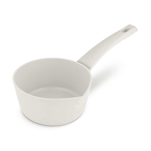 Product image of Sauce pan 16cm. Part of the MATTE CREAM- GOLD . Features: • Material: forged aluminum with non-stick titanPro coating • Sauce pan Ø16*7 cm 1,2L • Color: matt cream- gold. (Studio view). Official Berlinger Haus product, boosted by Promintra sl.