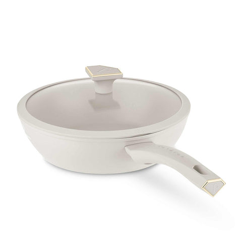  FTV-0061, Sartén honda con tapa 24cm, Dorado crema mate, Sartén honda 24 cm, Sartén, Sartén honda, Sartén honda con tapa, Sartén, Batería de cocina, Cocina