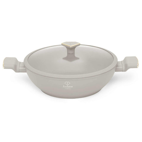  FTV-0063, Wok con tapa 30cm, Dorado crema mate, Wok 30 cm con tapa, Wok, Wok con tapa, Batería de cocina, Cocina