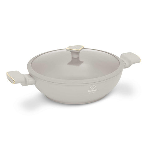  FTV-0063, Wok con tapa 30cm, Dorado crema mate, Wok 30 cm con tapa, Wok, Wok con tapa, Batería de cocina, Cocina