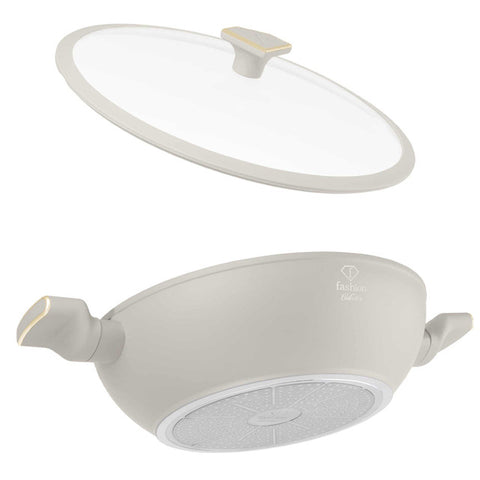  FTV-0063, Wok con tapa 30cm, Oro crema mate, Wok de 30 cm con tapa, Wok, Wok con tapa, Batería de cocina, Cocina