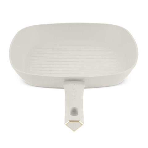  FTV-0064, Sartén para parrilla de 28 cm, color crema dorado mate, sartén para parrilla de 28 cm, sartén, sartén para freír, sartén para parrilla, utensilios de cocina, cocina