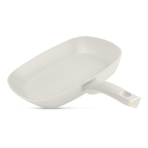  FTV-0064, Sartén para parrilla de 28 cm, color crema dorado mate, sartén para parrilla de 28 cm, sartén, sartén para freír, sartén para parrilla, utensilios de cocina, cocina