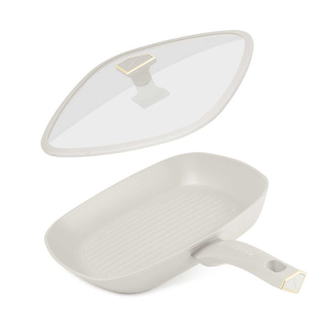  FTV-0065, Sartén grill con tapa 28cm, Crema Mate Dorada, Sartén grill 28 cm con tapa, Sartén, Sartén, Sartén grill, Sartén grill con tapa, Batería de cocina, Cocina