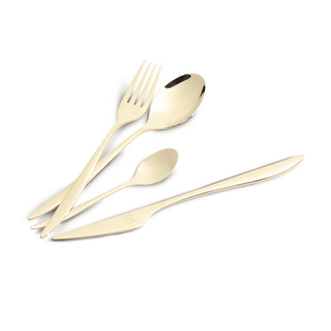  FTV-0082, Juego de cubiertos de 24 piezas con espejo, champán, juego de cubiertos de 24 piezas, juego de cubiertos, cubiertos, espejo