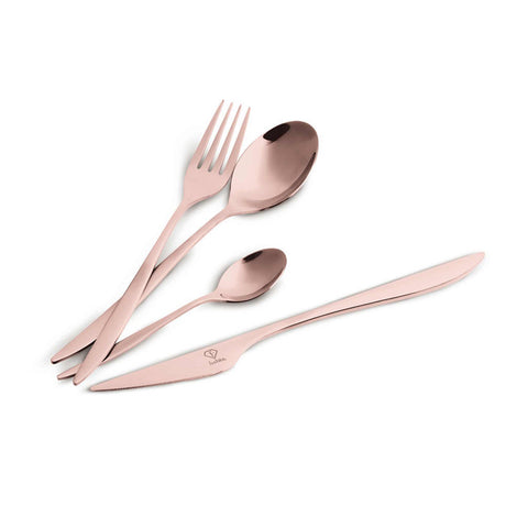FTV-0083, Juego de cubiertos de 24 piezas con espejo, oro rosa, juego de cubiertos de 24 piezas, juego de cubiertos, cubiertos, espejo