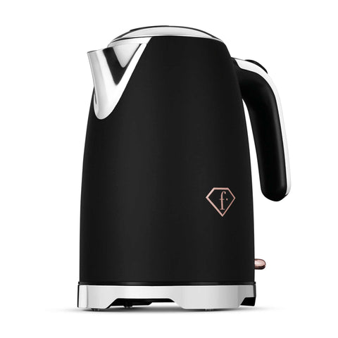 Product image of Electric kettle. Part of the MATTE BLACK- ROSE GOLD . Features: • Material: 18/10 stainless steel, plastic • Capacity: 1,7L • Voltage: 220-240V,50/60Hz • Power: 2200 W • Length of power cord: 65-70 cm • Color: b.... (Studio view). Official Berlinger Haus product, boosted by Promintra sl.