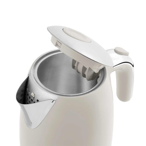 Product image of Electric kettle. Part of the MATTE CREAM- GOLD . Features: • Material: 18/10 stainless steel, plastic • Capacity: 1,7L • Voltage: 220-240V,50/60Hz • Power: 2200 W • Length of power cord: 65-70 cm • Color: c.... (Studio view). Official Berlinger Haus product, boosted by Promintra sl.