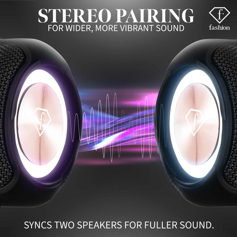 Product image of Bluetooth speaker small size. Part of the MATTE BLACK- ROSE GOLD . Features: • Size: 8,5*8,9*11,5 cm • Bluetooth version 5.2 • Accessories: • Type C charging cable • Travel bag • Color: black- rose gold. (Studio view). Official Berlinger Haus product, boosted by Promintra sl.