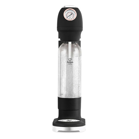 Product image of Soda maker with 2bottles and barometer universal CO2cylinders size. Part of the MATTE BLACK- ROSE GOLD . Features: • Material: stainless steel, pp • Size: 43,5*22*12 cm • 2 pcs pp bottle with cup: 1,0L and 0,5L • Universal, standard CO2 cylinders size (not inclu.... (Studio view). Official Berlinger Haus product, boosted by Promintra sl.