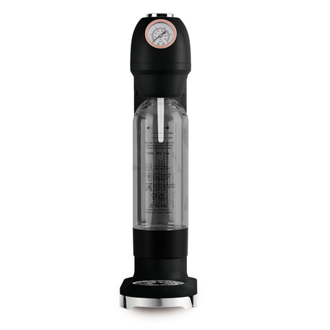 Product image of Soda maker with 2bottles and barometer universal CO2cylinders size. Part of the MATTE BLACK- ROSE GOLD . Features: • Material: stainless steel, pp • Size: 43,5*22*12 cm • 2 pcs pp bottle with cup: 1,0L and 0,5L • Universal, standard CO2 cylinders size (not inclu.... (Studio view). Official Berlinger Haus product, boosted by Promintra sl.