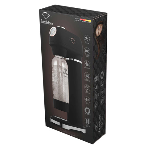 Product image of Soda maker with 2bottles and barometer universal CO2cylinders size. Part of the MATTE BLACK- ROSE GOLD . Features: • Material: stainless steel, pp • Size: 43,5*22*12 cm • 2 pcs pp bottle with cup: 1,0L and 0,5L • Universal, standard CO2 cylinders size (not inclu.... (Studio view). Official Berlinger Haus product, boosted by Promintra sl.