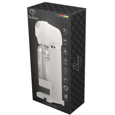 Product image of Soda maker with 2bottles and barometer universal CO2cylinders size. Part of the MATTE CREAM- GOLD . Features: • Material: stainless steel, pp • Size: 43,5*22*12 cm • 2 pcs pp bottle with cup: 1,0L and 0,5L • Universal, standard CO2 cylinders size (not inclu.... (Conceptual view). Official Berlinger Haus product, boosted by Promintra sl.