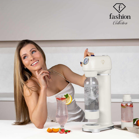 FTV-0130, Màquina de refrescos amb 2 ampolles i baròmetre, Mate Crema Daurat, màquina de refrescos, sodabar, aigua amb gas, aigua amb gas