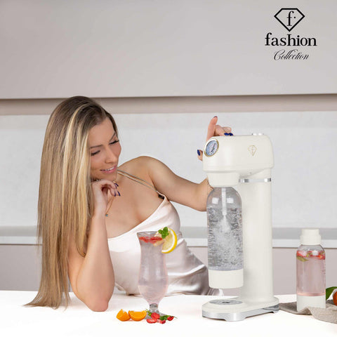 FTV-0130, Màquina de refrescos amb 2 ampolles i baròmetre, Mate Crema Daurat, màquina de refrescos, sodabar, aigua amb gas, aigua amb gas