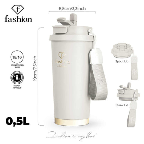 FTV-0131, Tassa de cafè 0,5L, Crema Mate Daurada, Tassa de cafè, Tassa de cafè de viatge, Ampolla, Flascó