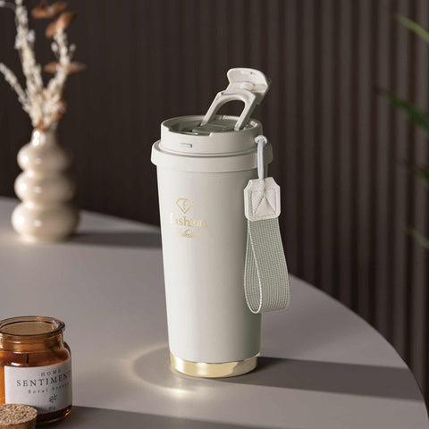 FTV-0131, Tassa de cafè 0,5L, Crema Mate Daurada, Tassa de cafè, Tassa de cafè de viatge, Ampolla, Flascó