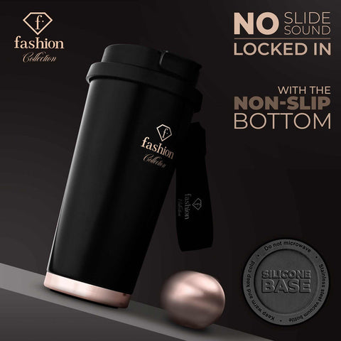 FTV-0132, Tassa de cafè 0,5L, Negre mat Or rosa, Tassa de cafè, Tassa de cafè de viatge, Ampolla, Flascó