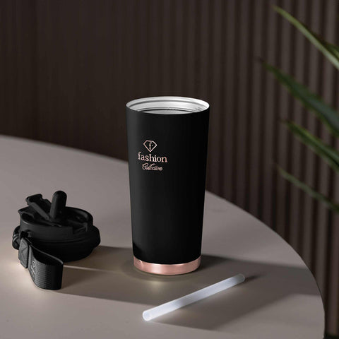 FTV-0132, Tassa de cafè 0,5L, Negre mat Or rosa, Tassa de cafè, Tassa de cafè de viatge, Ampolla, Flascó