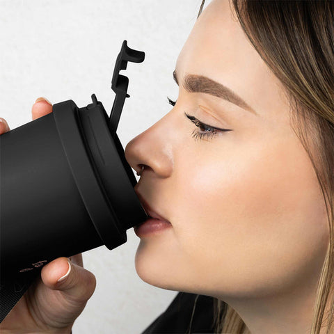 FTV-0132, Tassa de cafè 0,5L, Negre mat Or rosa, Tassa de cafè, Tassa de cafè de viatge, Ampolla, Flascó