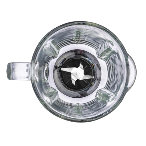 Product image of Table blender with 1,5L GLASS jar 1000W. Part of the MATTE BLACK- ROSE GOLD . Features: • Material: plastic, glass • Power: 1000 W • Voltage: 220-240V, 50-60 Hz • 1,5 L glass jar • Length of power cord: 80 cm • Color: black- rose gold. (Studio view). Official Berlinger Haus product, boosted by Promintra sl.