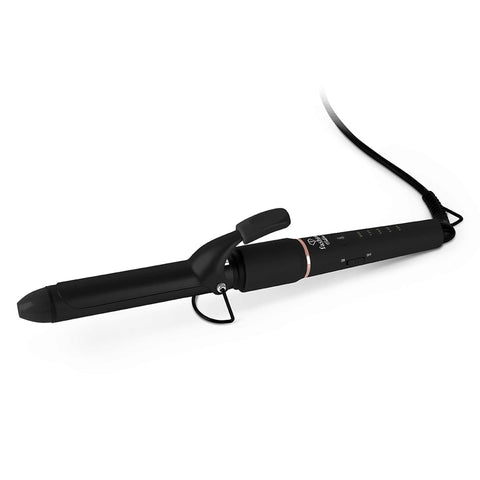 Product image of Hair curler. Part of the MATTE BLACK- ROSE GOLD . Features: • 100-240V, 50-60 Hz, 50-55W • Maximum temperature: 200℃ • 25 mm curling tong with ceramic coating • 5 pre-set temperatures: 120, 140, 160, 180, 20.... (Studio view). Official Berlinger Haus product, boosted by Promintra sl.