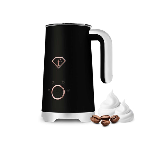 Product image of Milk frother. Part of the MATTE BLACK- ROSE GOLD . Features: • Material: stainless steel, plastic • Capacity for heating: 300 ml • Capacity for foaming: 160 ml • Voltage: 220-240V, 50/60Hz • Power: 400W • 2 p.... (Studio view). Official Berlinger Haus product, boosted by Promintra sl.