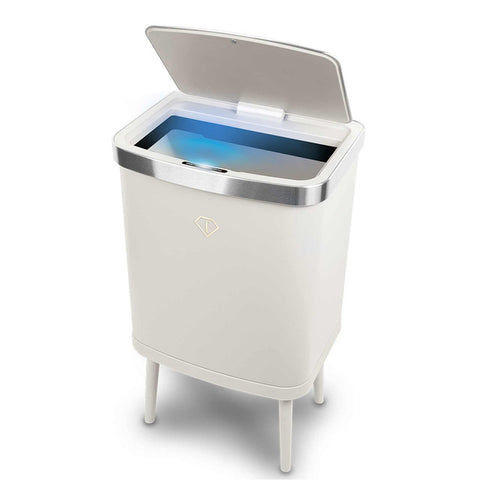  FTV-0154, Contenedor con sensor de 30 l, color crema dorado, contenedor con sensor, eléctrico/batería, cubo de basura, polvo, contenedor