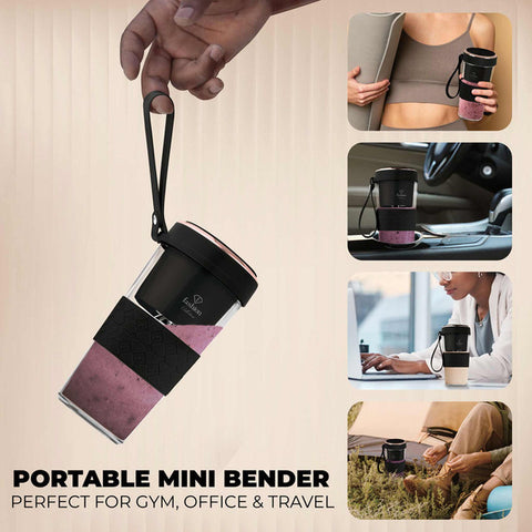  FTV-0176, Mini licuadora con USB, Negro Oro Rosa, Licuadora USB, Carga eléctrica/Cable tipo C, Licuadora, Batidora, Turmix