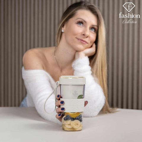  FTV-0177, Mini licuadora con USB, color crema dorado, licuadora USB, carga eléctrica/cable tipo C, licuadora, batidora, turmix