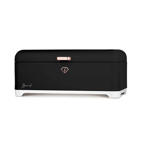  FTV-0180, Caja de pan con juego de 3 recipientes, Negro Oro Rosa, caja de pan con juego de recipientes, juego de recipientes, recipientes de cocina, contenedores de almacenamiento, caja de pan, panera