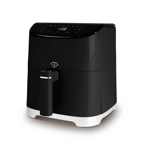 Product image of Air fryer 6L. Part of the MATTE BLACK- ROSE GOLD . Features: • Power: 220-240V, 50/60Hz ~ 1650W • Temperature control: 40-200℃ • Include: • XL SIZE: food basket with non-stick coating 6L • DIGITAL • Length of.... (Studio view). Official Berlinger Haus product, boosted by Promintra sl.