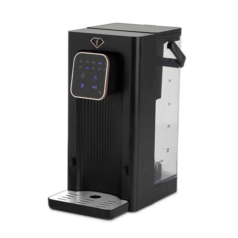 Product image of 2in1 digital hot water and room temperature water dispenser. Part of the MATTE BLACK- ROSE GOLD . Features: • Material: stainless steel, plastic • Voltage: 220-240V, 50/60Hz • Power: 2200-2600W • 1 pcs AQUA OPTIMA universal water filter • Size: 23,5*15,2*.... (Studio view). Official Berlinger Haus product, boosted by Promintra sl.