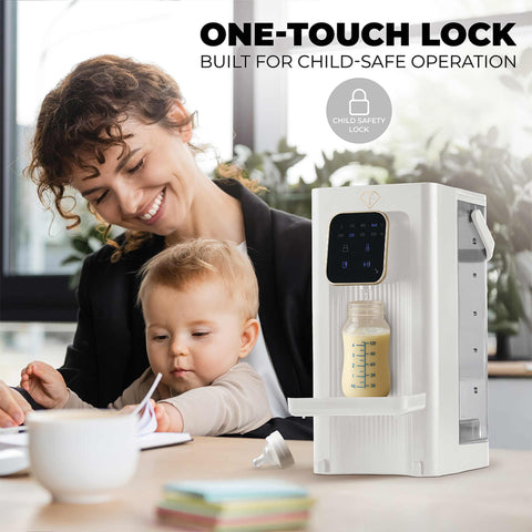 Product image of 2in1 digital hot water and room temperature water dispenser. Part of the MATTE CREAM- GOLD . Features: • Material: stainless steel, plastic • Voltage: 220-240V, 50/60Hz • Power: 2200-2600W • 1 pcs AQUA OPTIMA universal water filter • Size: 23,5*15,2*.... (Studio view). Official Berlinger Haus product, boosted by Promintra sl.