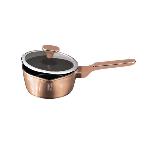  KI-1023, Cacerola con tapa 16cm, Oro rosa, Cacerola 16 cm b., Cacerola, Cacerola con tapa, Batería de cocina, Cocina, Ollas y cazuelas, Cacerola