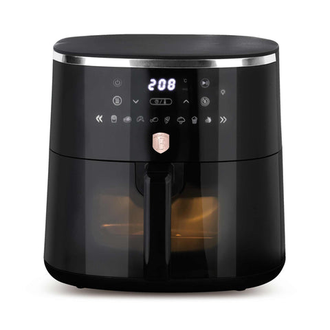 Product image of Air fryer 6,15L visible window. Part of the Black Rose Collection . Features: • Power: 220-240V, 50/60Hz 1450-1750W • Temperature control: 60-200℃ • Include: • XL SIZE: food basket with non-stick coating 6,15L • DIGITAL • Siz.... (Studio view). Official Berlinger Haus product, boosted by Promintra sl.